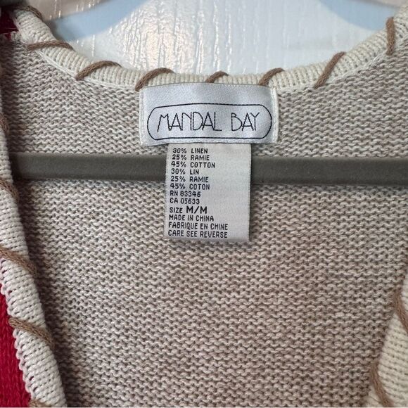 Mandal Bay Vintage Embroidered Chicken Print Linen Blend Sweater Vest Size M - Picture 8 of 8